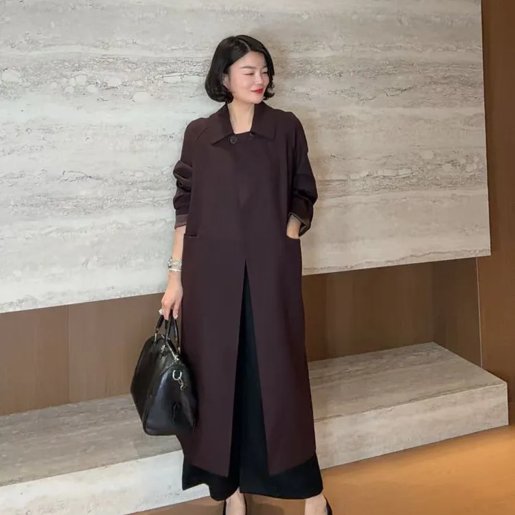 TANTAN 休闲时尚宽松秋冬中长款风衣外套3156