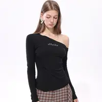 One-Shoulder Basic Top天丝醋酸羊毛斜肩基础打底