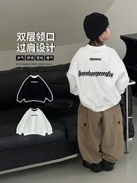 男童卫衣春季2025儿童圆领上衣宽松百搭中大童假两件运动卫衣洋气
