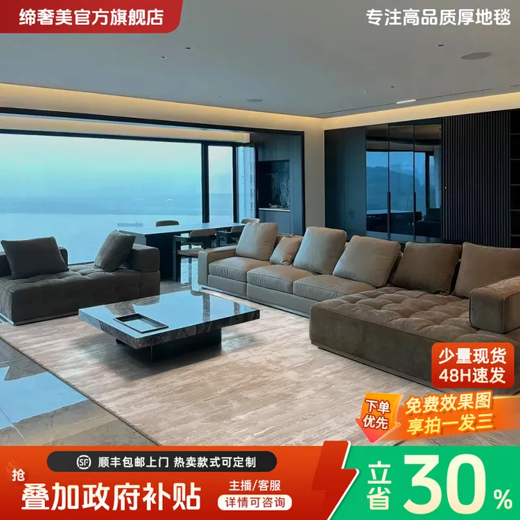 缔奢美巴塞罗娜土耳其进口无胶防水轻奢高级茶几垫客厅毯床边毯商品图