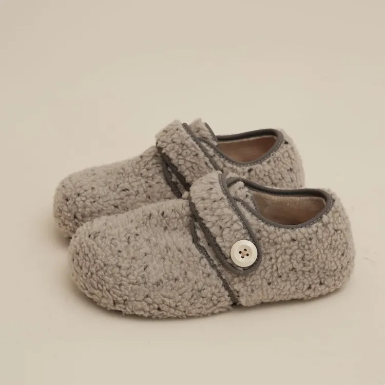 内增高毛呢勃肯鞋女2025新款秋冬玛丽珍豆豆毛毛鞋加绒保暖二棉鞋