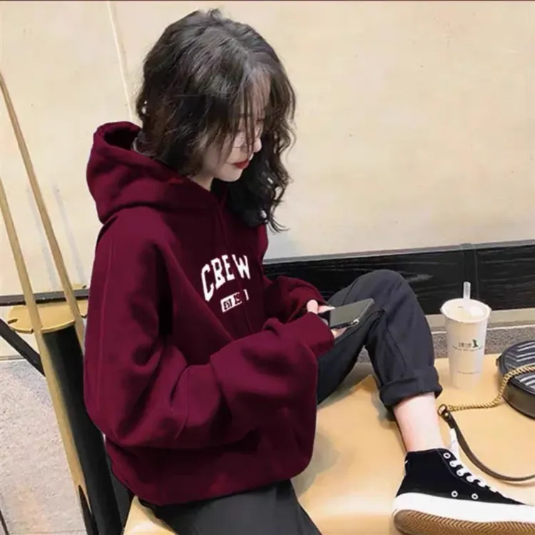 连帽卫衣女秋冬新款大码胖mm宽松休闲减龄中长款外套加绒加厚上衣