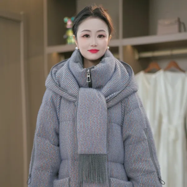 2025冬季奢华优雅慵懒风减龄百搭保暖羽绒服外套M-XL