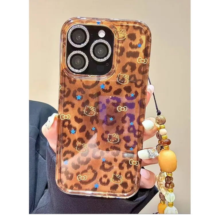 豹纹星星Kitty韩系手机壳适用苹果17promax/16IMD小众链条ins