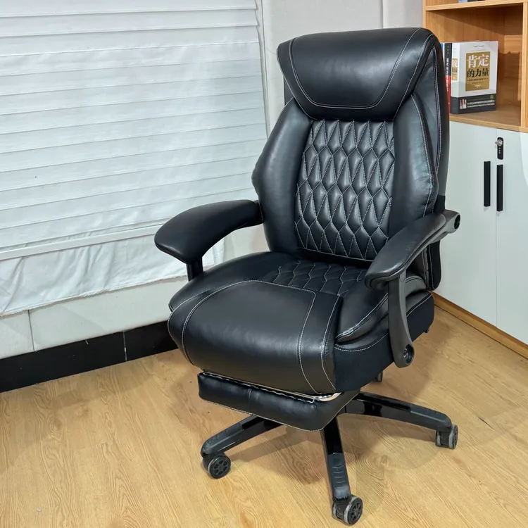 进口黄牛皮高档电脑椅家用办公老板椅真皮午休椅舒适久坐书房椅子
