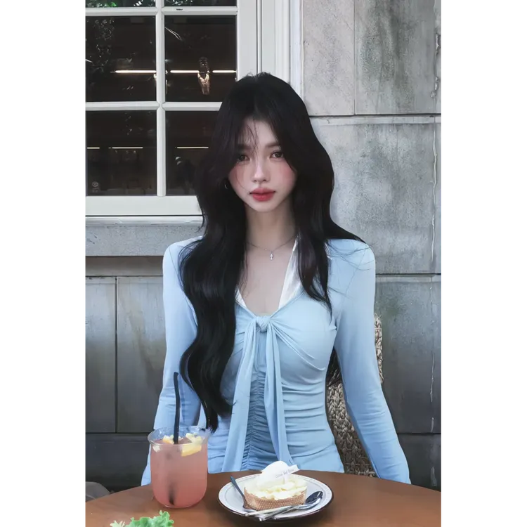 MARIE.COCO扭结设计感绑带拼接翻领上衣女夏季性感包臀半身裙套装