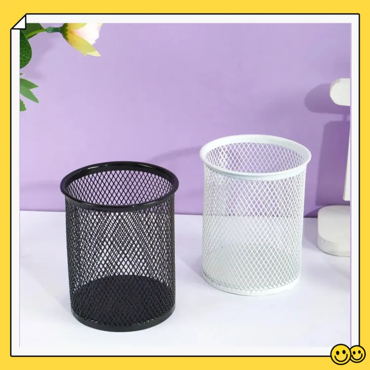 笔筒简约风格创意时尚可爱高级感大容量金属网格桌面收纳盒桶