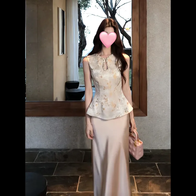 新中式上衣鱼尾裙套装女春夏新款高级温柔风时尚之前显瘦两件套商品图