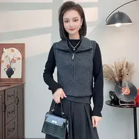 蔡小姐2025秋冬新款加绒厚马甲气质休闲百搭半拉链叠穿上衣外套女