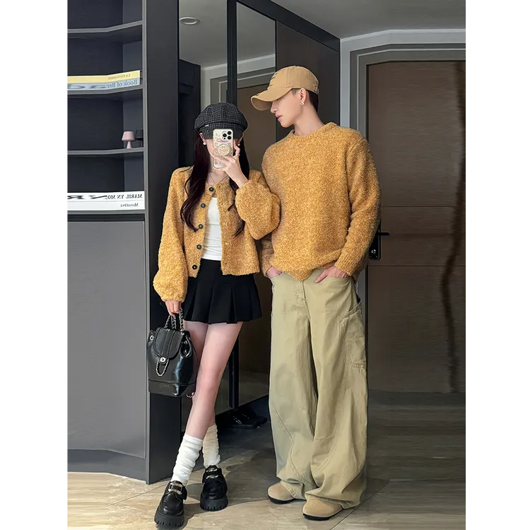 情侣装秋冬2025新款ins超火毛衣男女韩版宽松法式针织衫外套潮牌