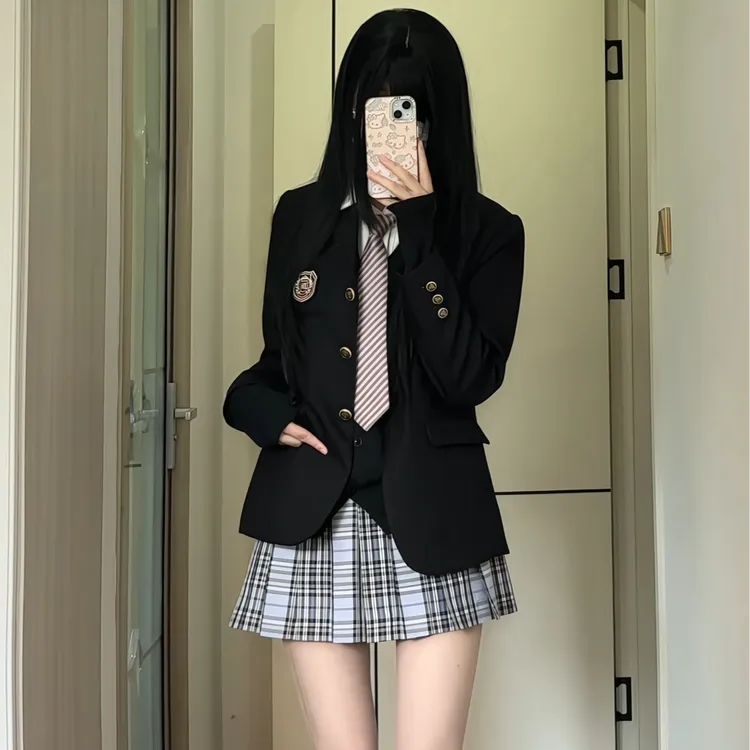六麦西装毛衣衬衫大全套装jk制服毛衣格裙学院风格子百搭半合集