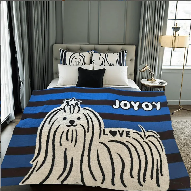 加绒冬季针织半边绒毛毯洋气可爱软糯空调毛毯沙发毯休闲毯子盖毯