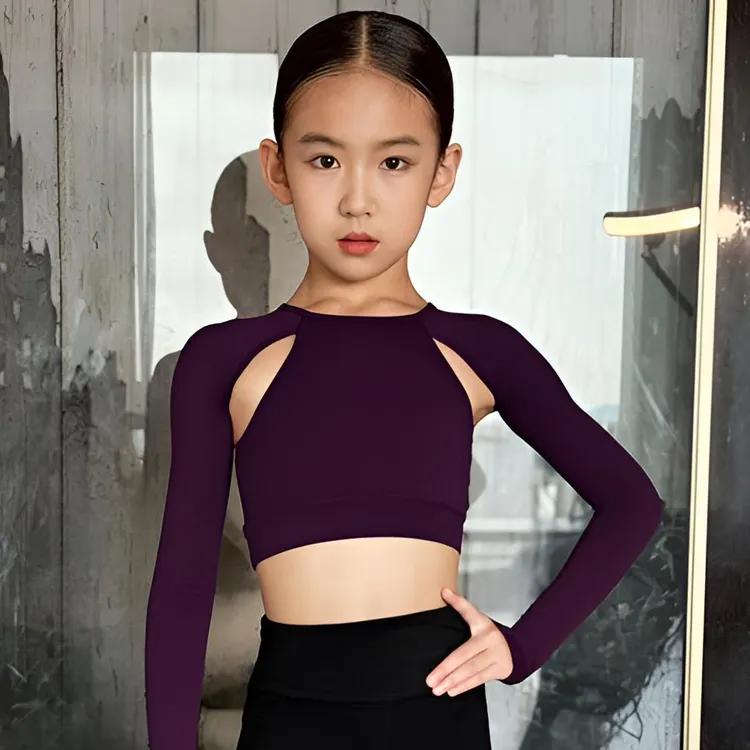 薇妮舞美拉丁舞服秋冬新款女童练功服长袖上衣VLJ25030