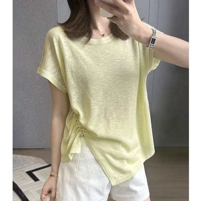 卡莲格/品牌旗舰店品质/大码T恤女夏装不规则冰爽短袖设计感上衣