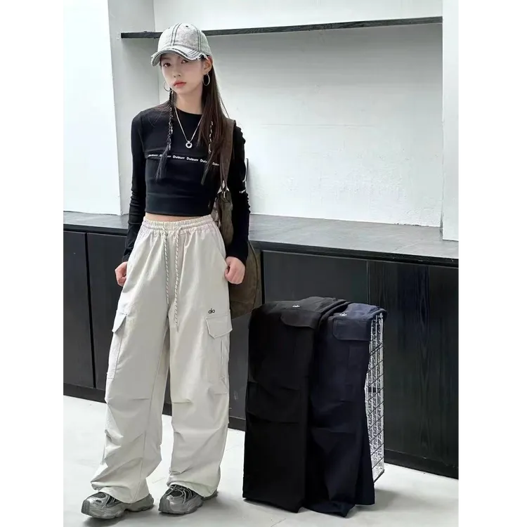 秋季新款女童速干工装裤秋装裤子女孩运动裤宽松潮zb6048简约童品