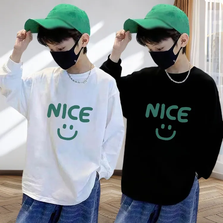 男童纯棉长袖t恤中大童春秋新款童装印花洋气上衣打底衫儿童潮