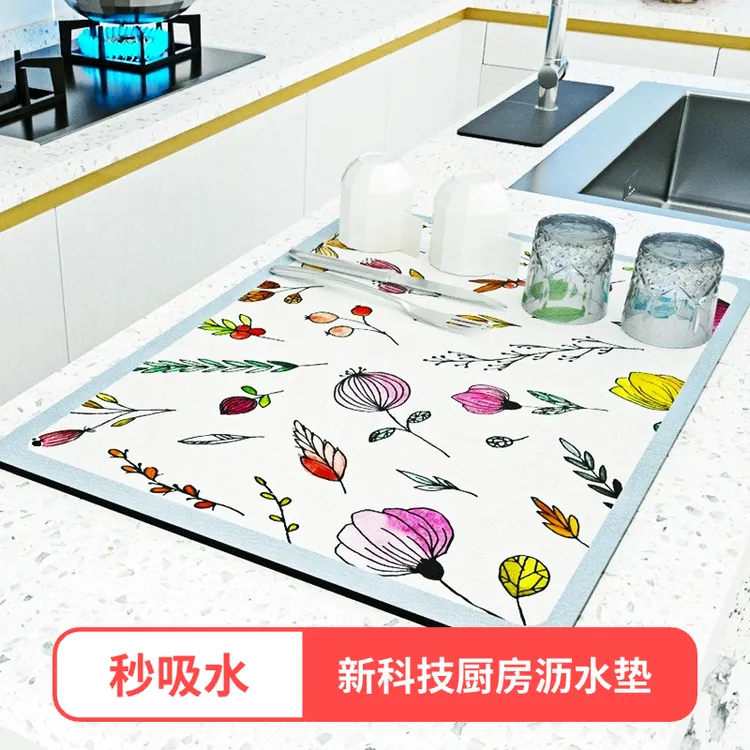 沥水垫防滑吸水速干厨房家用硅藻泥桌垫耐脏碗垫防水防烫裁剪定制
