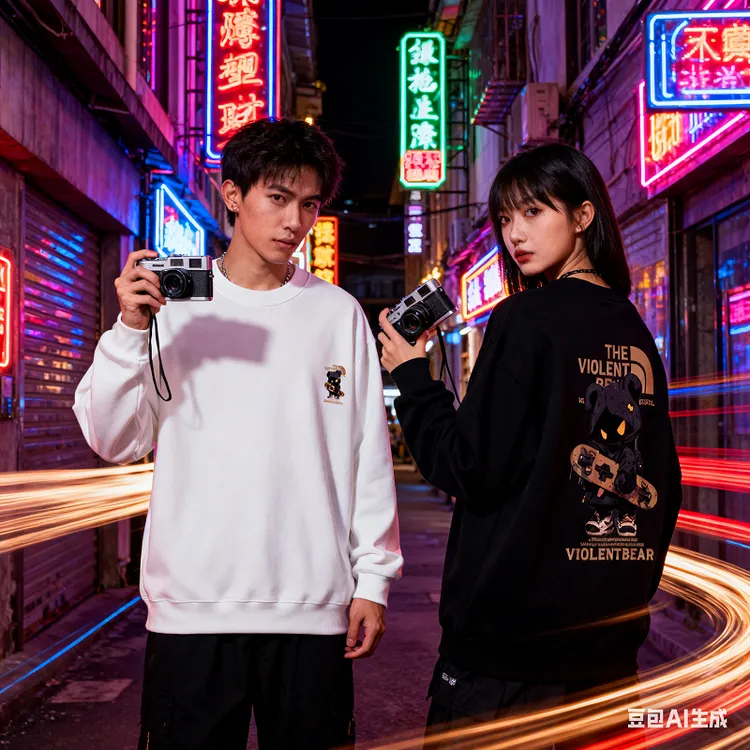 暴力熊男卫衣新款男装秋季爆款2025情侣同款轻奢痞帅长袖上衣商品图