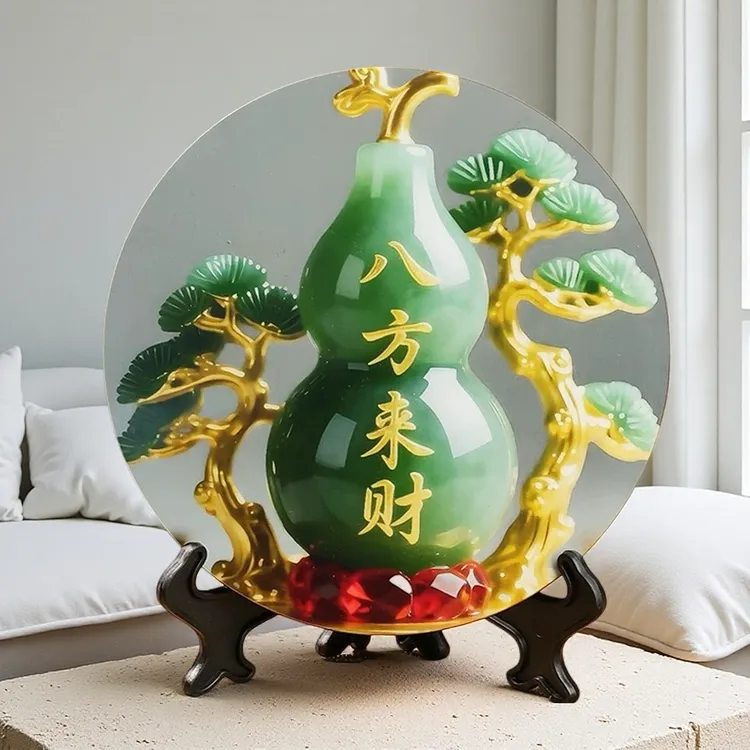 翠玉葫芦寓意装饰画桌面摆件家用居家表面画办公室玄关床头柜装饰