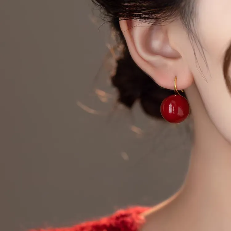 铜合金仿珍珠耳饰 挂钩款大珠高跟鞋通勤百搭时尚轻奢气质素款商品图