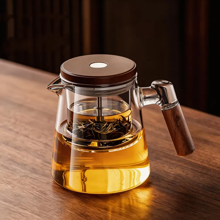 飘逸杯2026新款家用茶具高档按压式过滤一键茶水分离泡茶壶玻璃杯商品图