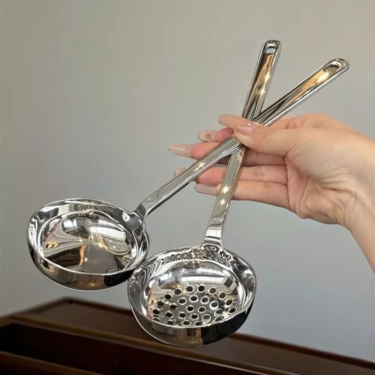 新款不锈钢家用厨房加深汤勺长柄漏勺网红粥勺高颜值盛汤器具