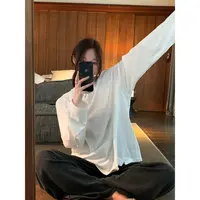 Vs what  韩版纯色长袖T恤女松弛感早秋新款宽松慵懒风打底上衣
