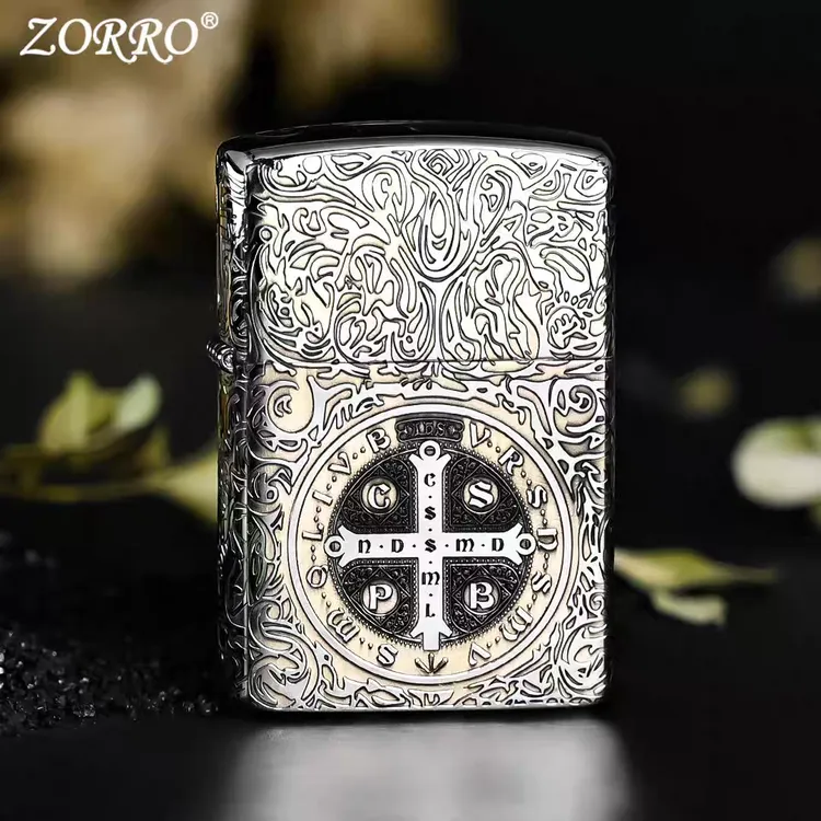 ZORRO佐罗康斯坦丁镍双色煤油打火机五面精雕防风送男友礼物父亲