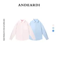 ANDEARDI条纹拼接长袖衬衫透气外套女休闲宽松百搭上衣