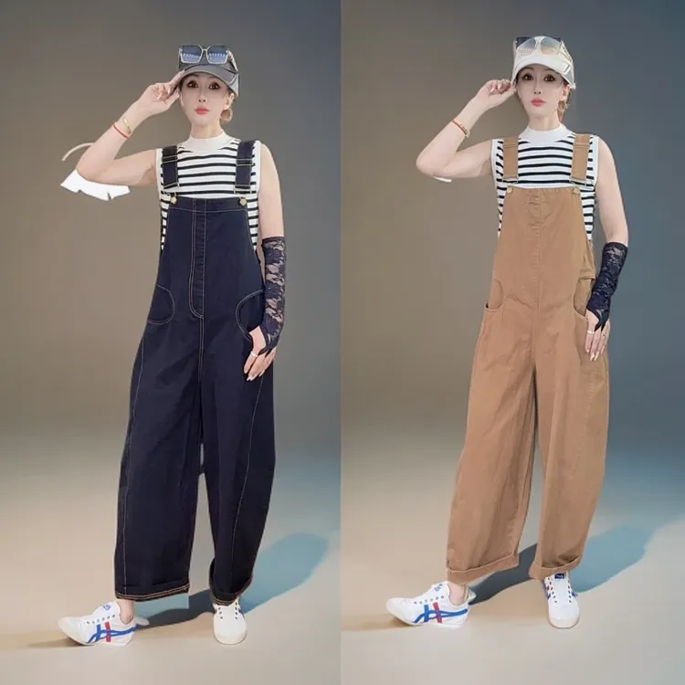 极简风显瘦百搭牛仔背带裤8810