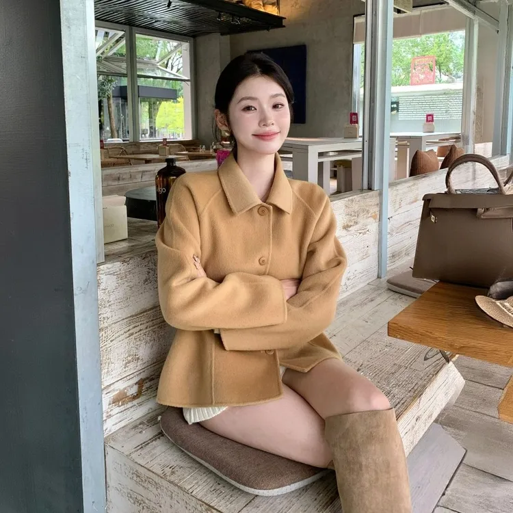 韩系休闲穿搭外套早春新款百搭款简约宽松显瘦设计感掐腰长袖外套