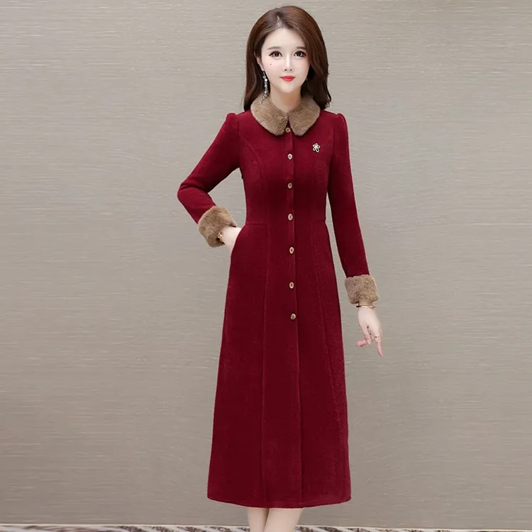 喜婆婆结婚宴连衣裙子女2025新款秋冬加绒加厚妈妈礼服高端旗袍
