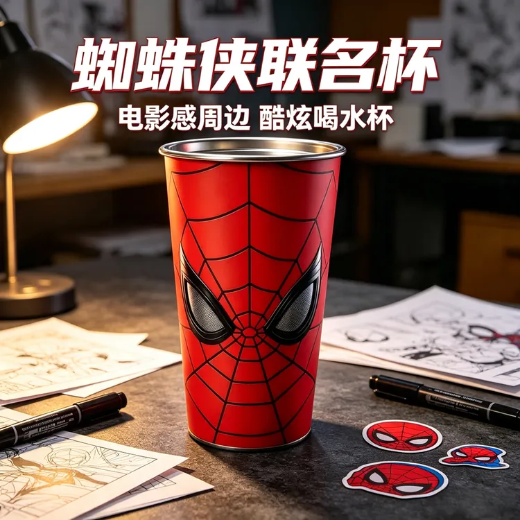 2026新款蜘蛛侠动漫电影周边联名冷变杯遇冷感温变色夜光杯子玩具