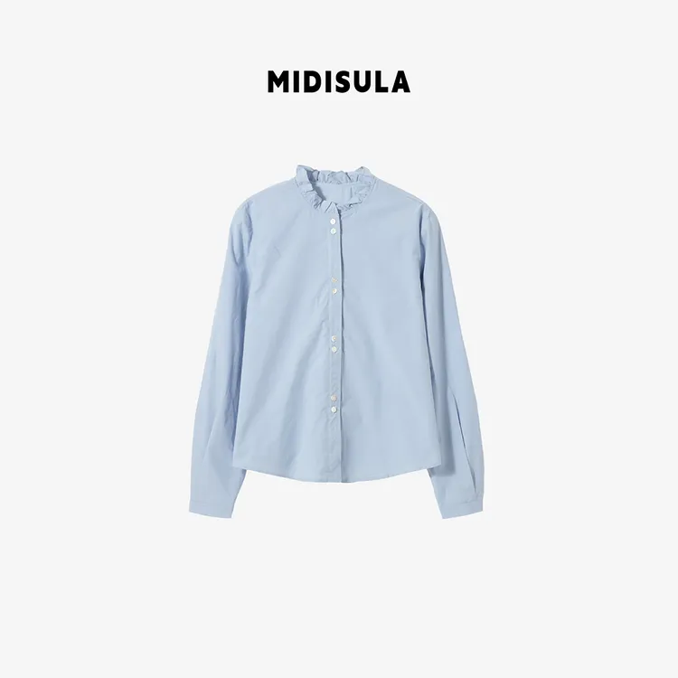 MDSL·时尚洋气温柔轻奢简约木耳边百搭领衬衫#02604
