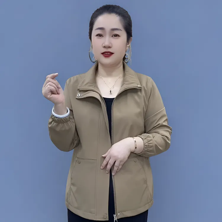 中年妈妈春季新款夹克短外套外套春秋韩版洋气风衣开衫休闲上衣