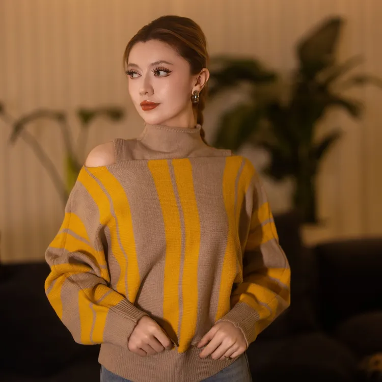 KMDIL品牌冬季新款两件套毛衣无袖外搭套装拼色复古针织毛衫015