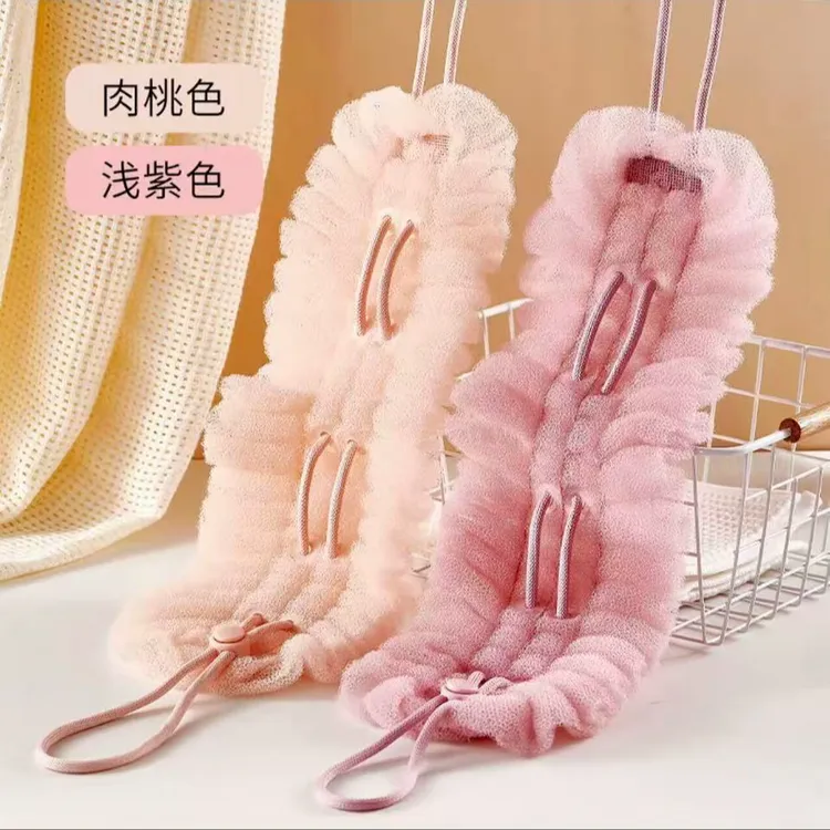 吸盘收纳沐浴球拉背一体两用搓澡巾神器长条搓泥擦背浴花球起泡网