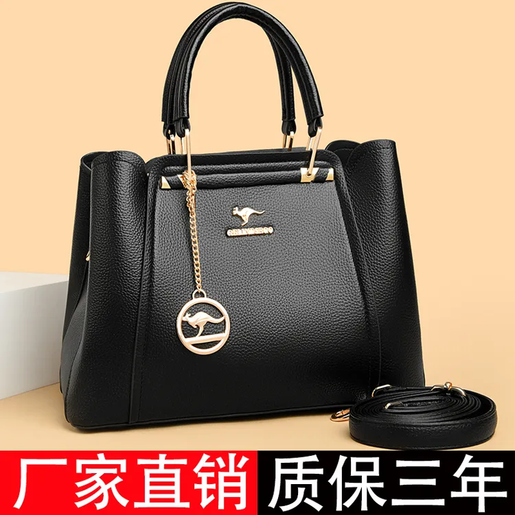 时尚大气头层牛皮单肩斜挎手提包简约妈妈包女士休闲百搭女士包包