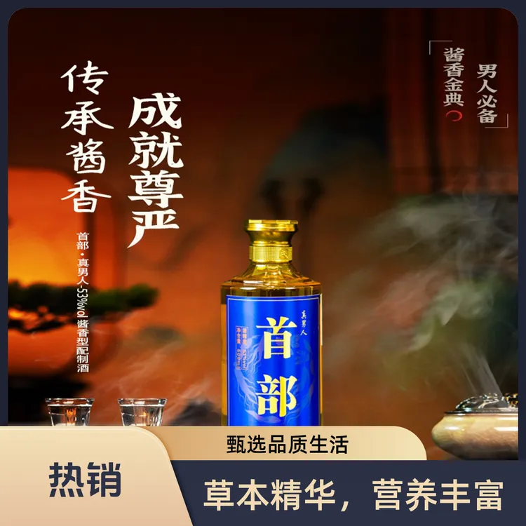 天福年首部酒-真男人茅台镇53度酱香人参配制酒53度