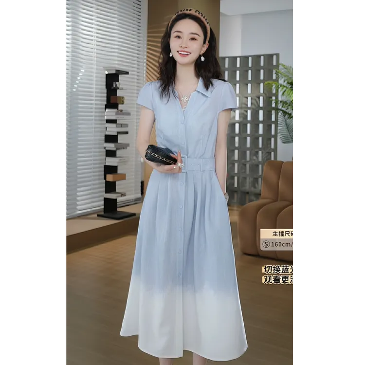 HELA AOMI“渐变美学”亚麻肌理感知性收腰气质连衣裙CY5BZ72831