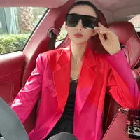 【宝姐家/西装上衣】新款粉红撞色时尚休闲款女西装外套