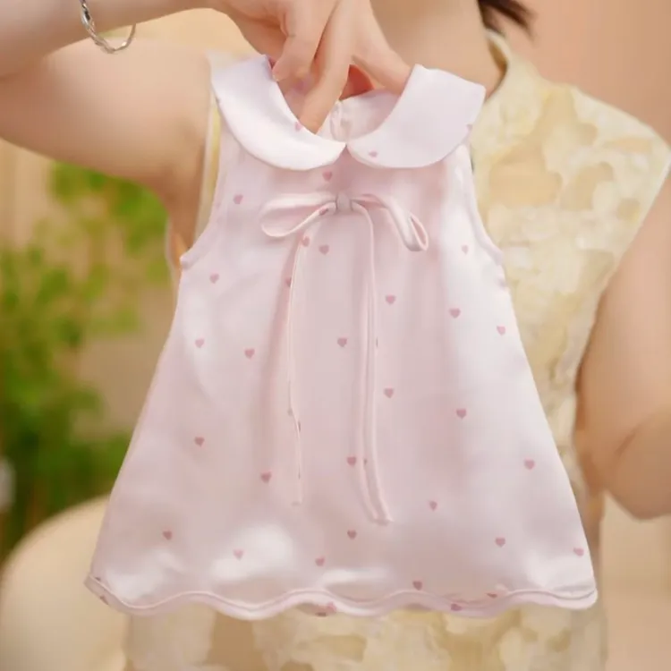 夏季粉色爱心包屁裙裙子哈衣连体衣宝宝婴儿儿童衣服清凉女宝可爱