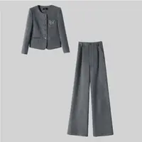 G215时尚休闲设计感套装女2025冬季新款洋气显瘦小香风两件套