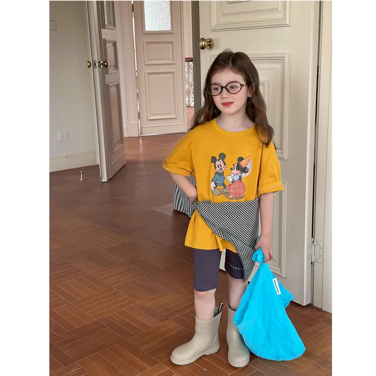 【断码清】儿童时髦宽松短袖女童休闲卡通印花宽松T恤25C092
