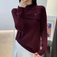 妮子严选新款秋季纯色打底衫套头半高领针织长袖6862