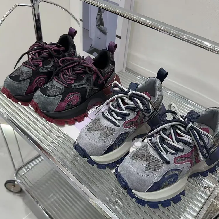 欧货韩版厚底女鞋2025春秋季新款百搭时尚休闲鞋网面舒适老爹鞋