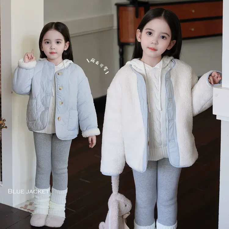 AnnieGirl冬季新款女童韩版两面穿加厚棉服宝宝休闲棉衣外套2025