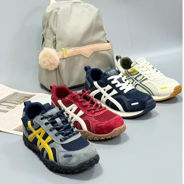 PUBGO/千喜步步高秋季百搭时尚阿甘鞋厚底网面舒适复古休闲鞋潮鞋