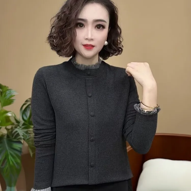 冬季新款德绒法式针织领设计感女款2024秋装爆款打底衫内搭百搭