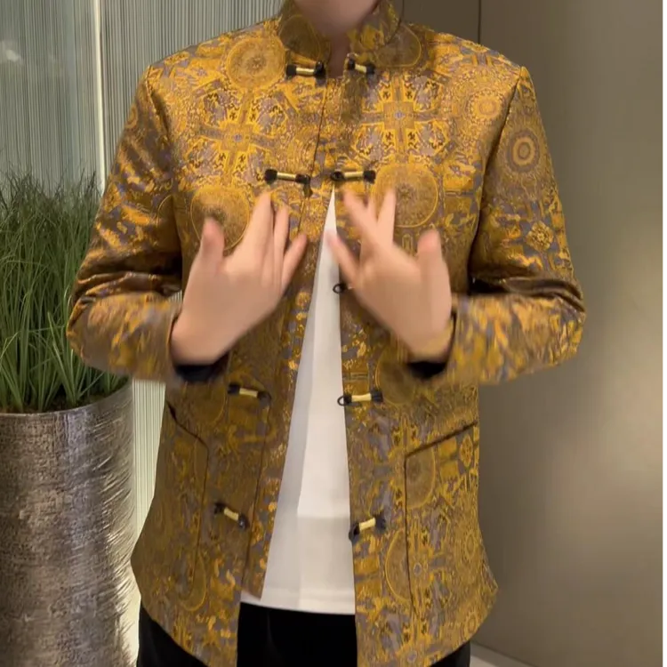 5220男士新款休闲时尚百搭唐装薄棉外套